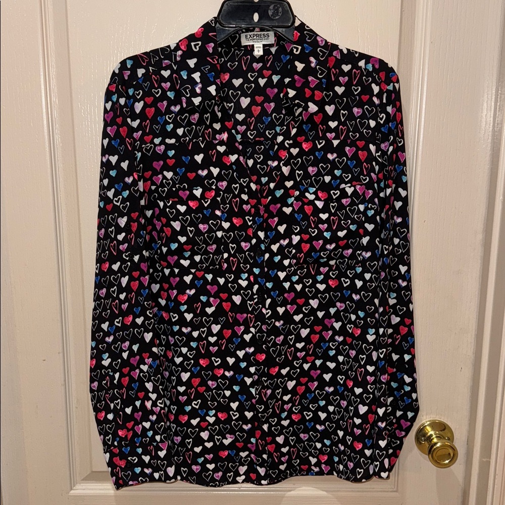 Express Multicolor Heart Pattern Blouse - image 1